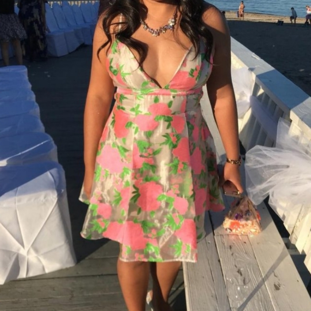 Asos bright pink floral dress. Size 6